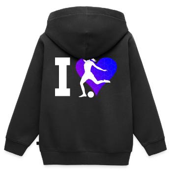 Herren Fussballer Fussballspieler Fussballspielen - Kinder Premium Organic Zip Hoodie - Schwarz - Hinten - AI Model Kid Male (0cm)