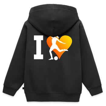 Fussball Fussballspielen Fussballspieler Damen - Kinder Premium Organic Zip Hoodie - Schwarz - Hinten - AI Model Kid Male (0cm)