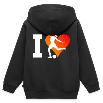 Fussballer Fussballspielen Fussballspieler - Kinder Premium Organic Zip Hoodie - Schwarz - Hinten - AI Model Kid Male (0cm)