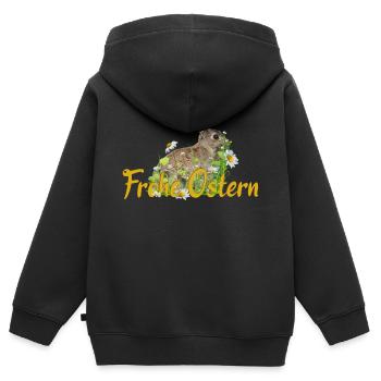 Frohe Ostern Osterhase - Kinder Premium Organic Zip Hoodie - Schwarz - Hinten - AI Model Kid Male (0cm)