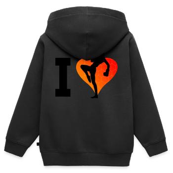 Kickboxing Kickboxer Kickboxing Boxing - Sweat Premium à capuche zippé enfant bio - noir - Dos - AI Model Kid Male (0cm)
