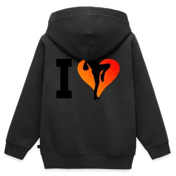 Boxe Thaï Muay Thaï Boxeur Thaï Boxe Thaï - Sweat Premium à capuche zippé enfant bio - noir - Dos - AI Model Kid Male (0cm)