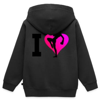 Kickboxer Kickboxing Boxe Femmes Kickboxing - Sweat Premium à capuche zippé enfant bio - noir - Dos - AI Model Kid Male (0cm)