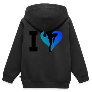 Boxeur Thaïlandais Homme Thaï Thaï Boxe Thaï Muay Thai - Sweat Premium à capuche zippé enfant bio - noir - Dos - AI Model Kid Male (0cm)