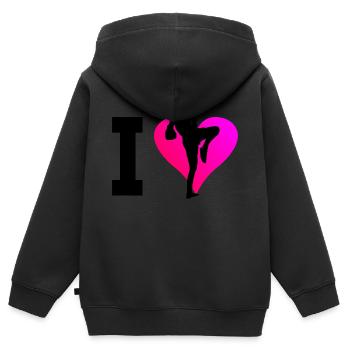 Boxe Thaï Boxe Thaï Boxeur Thaï Muay Thai - Sweat Premium à capuche zippé enfant bio - noir - Dos - AI Model Kid Male (0cm)