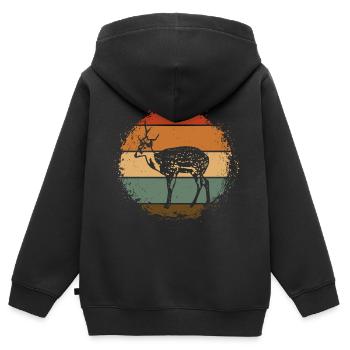 Reh - Kinder Premium Organic Zip Hoodie - Schwarz - Hinten - AI Model Kid Male (0cm)