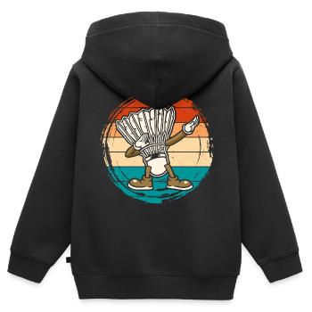 Badminton Federball - Kinder Premium Organic Zip Hoodie - Schwarz - Hinten - AI Model Kid Male (0cm)