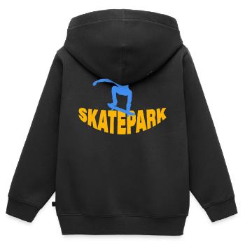 SKATEPARK - Kids Premium Organic Zip-up Hoodie - black - Back - AI Model Kid Male (0cm)
