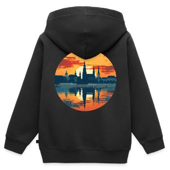Augsburg Skyline - Kinder Premium Organic Zip Hoodie - Schwarz - Hinten - AI Model Kid Male (0cm)