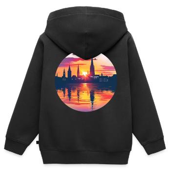 Bielefeld Skyline - Kinder Premium Organic Zip Hoodie - Schwarz - Hinten - AI Model Kid Male (0cm)