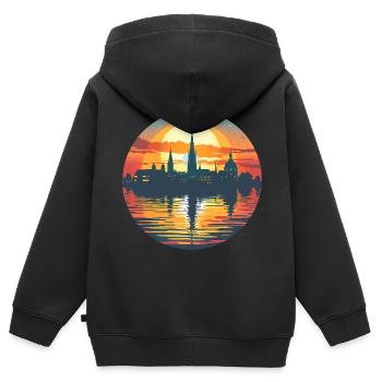 Braunschweig Skyline - Kinder Premium Organic Zip Hoodie - Schwarz - Hinten - AI Model Kid Male (0cm)