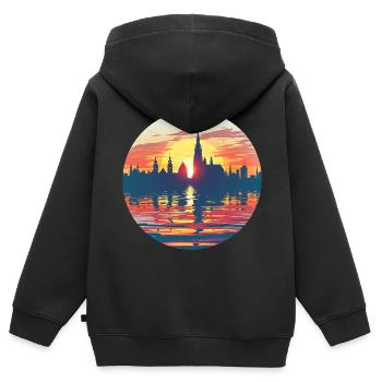 Horizon de Chemnitz - Sweat Premium à capuche zippé enfant bio - noir - Dos - AI Model Kid Male (0cm)