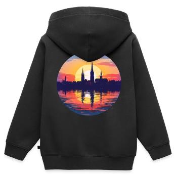 Erfurt Skyline - Kinder Premium Organic Zip Hoodie - Schwarz - Hinten - AI Model Kid Male (0cm)
