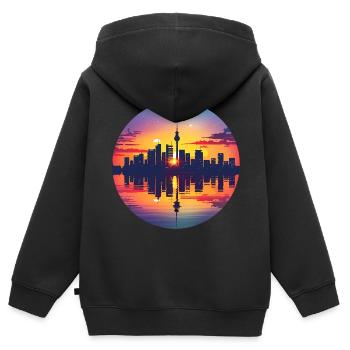Horizon alimentaire - Sweat Premium à capuche zippé enfant bio - noir - Dos - AI Model Kid Male (0cm)