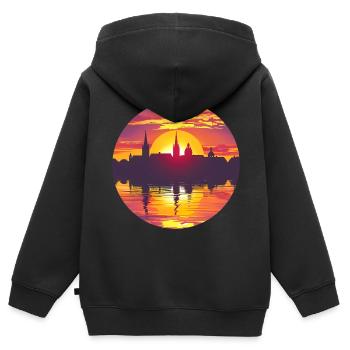 Furth Skyline - Kinder Premium Organic Zip Hoodie - Schwarz - Hinten - AI Model Kid Male (0cm)