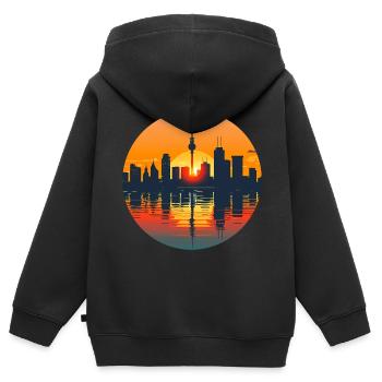Darmstadt Skyline - Kinder Premium Organic Zip Hoodie - Schwarz - Hinten - AI Model Kid Male (0cm)