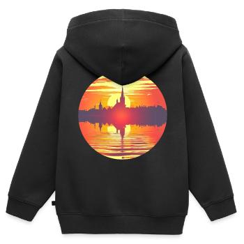 Flensburg Skyline - Kinder Premium Organic Zip Hoodie - Schwarz - Hinten - AI Model Kid Male (0cm)