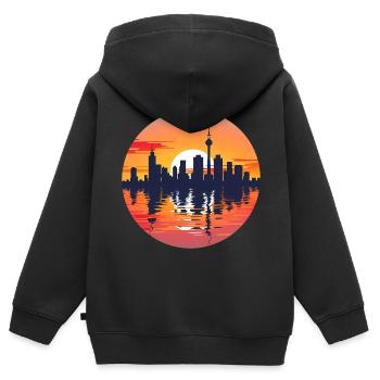 Gelsenkirche Skyline - Kinder Premium Organic Zip Hoodie - Schwarz - Hinten - AI Model Kid Male (0cm)