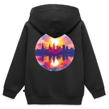 Siegen Skyline - Kinder Premium Organic Zip Hoodie - Schwarz - Hinten - AI Model Kid Male (0cm)