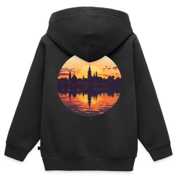 Ulm Skyline - Kinder Premium Organic Zip Hoodie - Schwarz - Hinten - AI Model Kid Male (0cm)
