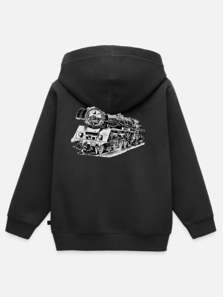 Dampflokomotive - Kinder Premium Organic Zip Hoodie - Schwarz