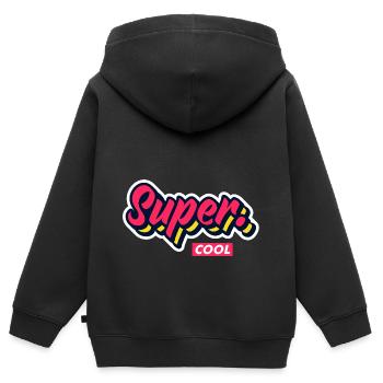 Super Cool - Kinder Premium Organic Zip Hoodie - Schwarz - Hinten - AI Model Kid Male (0cm)