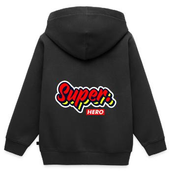 Super hero - Kids Premium Organic Zip-up Hoodie - black - Back - AI Model Kid Male (0cm)