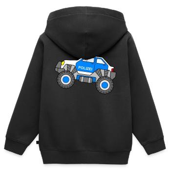 Monstertruck Polizei Kinder Polizeiauto Blaulicht - Kinder Premium Organic Zip Hoodie - Schwarz - Hinten - AI Model Kid Male (0cm)