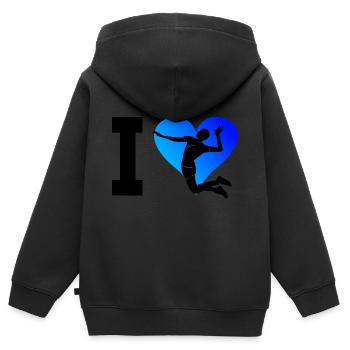Joueuse de volleyball Beach Volley Volley Volley Femmes Volley - Sweat Premium à capuche zippé enfant bio - noir - Dos - AI Model Kid Male (0cm)