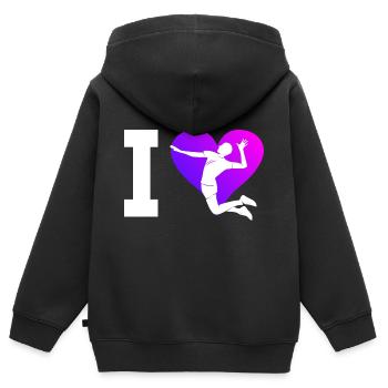 Beachvolleyball Beach Volley Volley Herren - Kinder Premium Organic Zip Hoodie - Schwarz - Hinten - AI Model Kid Male (0cm)
