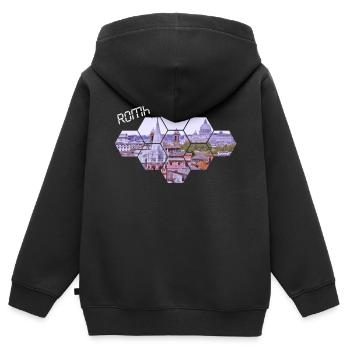 Roma - Kinder Premium Organic Zip Hoodie - Schwarz - Hinten - AI Model Kid Male (0cm)