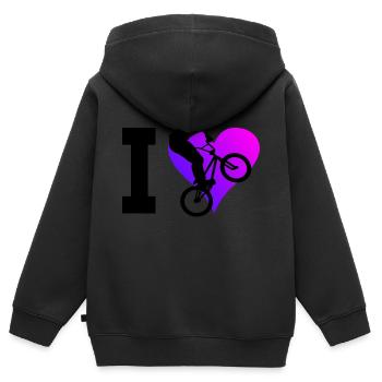 bmx Femmes BMX vélo vélo vélo hommes - Sweat Premium à capuche zippé enfant bio - noir - Dos - AI Model Kid Male (0cm)