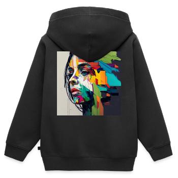 Premium Design - Kinder Premium Organic Zip Hoodie - Schwarz - Hinten - AI Model Kid Male (0cm)