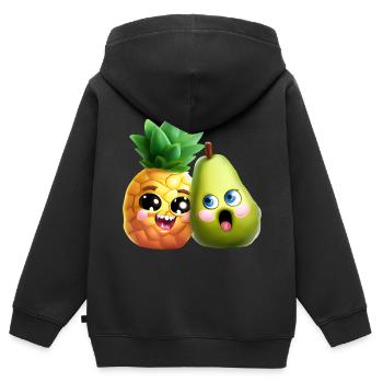 Ananas Birne Liebe - Niedliches Früchte Design - Kinder Premium Organic Zip Hoodie - Schwarz - Hinten - AI Model Kid Male (0cm)