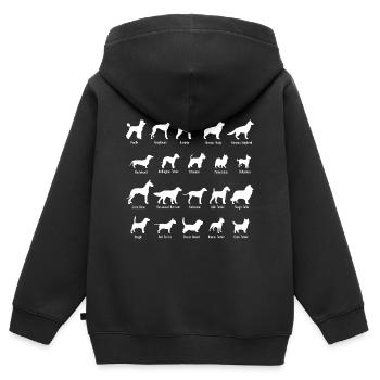 Noms de races de chiens - Sweat Premium à capuche zippé enfant bio - noir - Dos - AI Model Kid Male (0cm)
