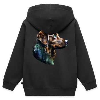 Golden Retriever - Kinder Premium Organic Zip Hoodie - Schwarz - Hinten - AI Model Kid Male (0cm)
