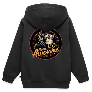 Chimpanzé cool né pour être génial - Sweat Premium à capuche zippé enfant bio - noir - Dos - AI Model Kid Male (0cm)