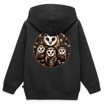 Schleiereule Schleiereulenfamilie Eulengrafik - Kinder Premium Organic Zip Hoodie - Schwarz - Hinten - AI Model Kid Male (0cm)