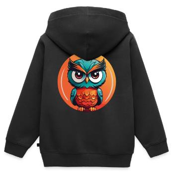 kleine süsse Eule im Farbkreis Eulendesign - Kinder Premium Organic Zip Hoodie - Schwarz - Hinten - AI Model Kid Male (0cm)