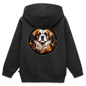 Bernhardiner Portrait im runden Rahmen - Kinder Premium Organic Zip Hoodie - Schwarz - Hinten - AI Model Kid Male (0cm)