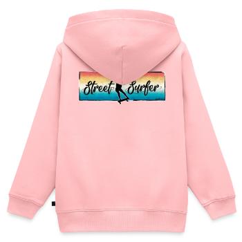 Surfeuse de rue - Sweat Premium à capuche zippé enfant bio - rose - Dos - AI Model Kid Female (0cm)