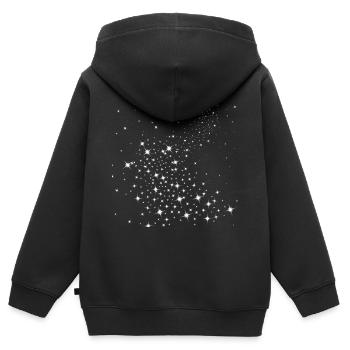 étoiles, ciel étoilé, blanc, scintillant - Sweat Premium à capuche zippé enfant bio - noir - Dos - AI Model Kid Male (0cm)