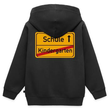 Schulbeginn - Kinder Premium Organic Zip Hoodie - Schwarz - Hinten - AI Model Kid Male (0cm)