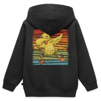 Huhn Hühner - Kinder Premium Organic Zip Hoodie - Schwarz - Hinten - AI Model Kid Male (0cm)