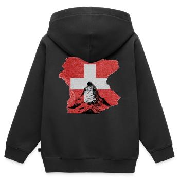 Schweiz / Matterhorn - Kinder Premium Organic Zip Hoodie - Schwarz - Hinten - AI Model Kid Male (0cm)