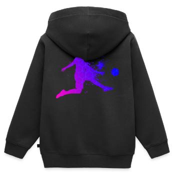 Fussballspieler Fussballspielen Herren Fussball - Kinder Premium Organic Zip Hoodie - Schwarz - Hinten - AI Model Kid Male (0cm)