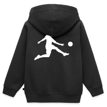 Fussballspieler Fussballer Fussballspielen - Kinder Premium Organic Zip Hoodie - Schwarz - Hinten - AI Model Kid Male (0cm)