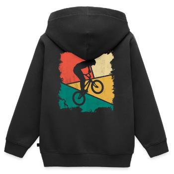 BMX Bike Tricks Cycliste Cascade BMX - Sweat Premium à capuche zippé enfant bio - noir - Dos - AI Model Kid Male (0cm)