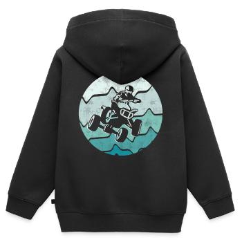 VTT Biker Retro Design Quad Quad Quad Quad - Sweat Premium à capuche zippé enfant bio - noir - Dos - AI Model Kid Male (0cm)