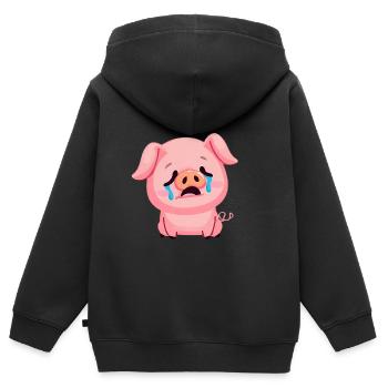 Le cochon pleure tristement - Sweat Premium à capuche zippé enfant bio - noir - Dos - AI Model Kid Male (0cm)